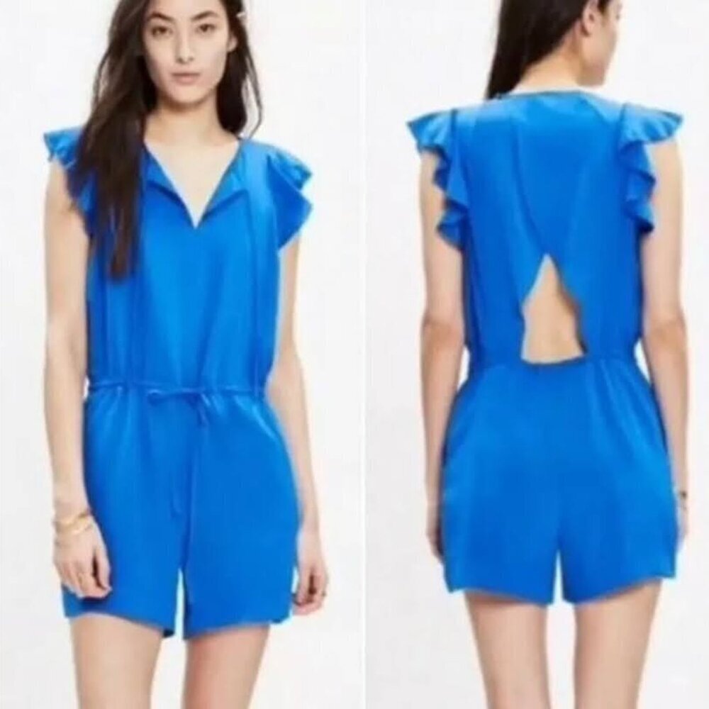 Madewell Silk Flutter Sleeve Petal Play Romper